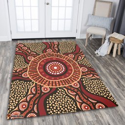 Australia Aboriginal Area Rug - Brown Aboriginal Style Dot Painting Area Rug