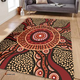 Australia Aboriginal Area Rug - Brown Aboriginal Style Dot Painting Area Rug