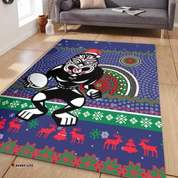 New Zealand Warriors Area Rug - Australia Ugly Xmas With Aboriginal Patterns For Die Hard Fans