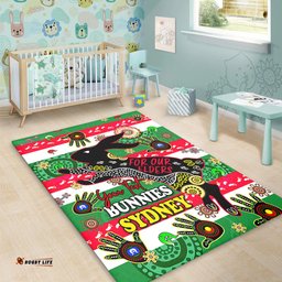 South Sydney Rabbitohs Custom Area Rug - For Our Elders Aboriginal Inspired Area Rug