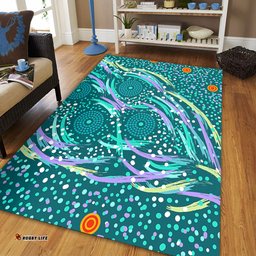 Australia Aboriginal Area Rug - Turquoise Dot Dreamtime Area Rug