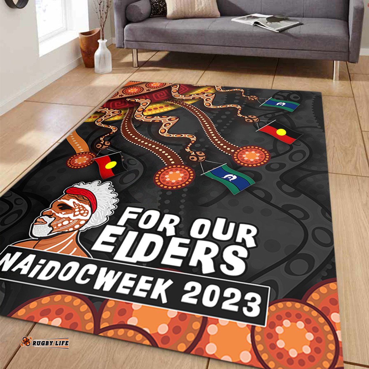 Australia Area Rug For Our Elders Naidoc Week Snake Aboriginal Painting With Flag