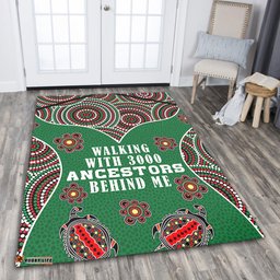 Australia Aboriginal Area Rug - Walking with 3000 Ancestors Behind Me Green Patterns Area Rug