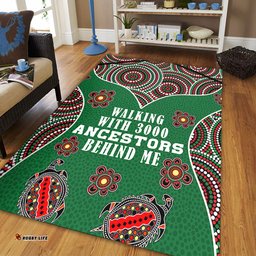 Australia Aboriginal Area Rug - Walking with 3000 Ancestors Behind Me Green Patterns Area Rug