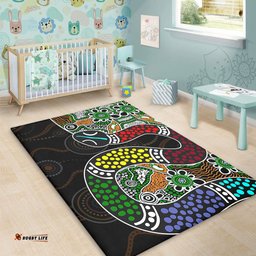 Australia Rainbow Serpent Aboriginal Area Rug - Dreamtime Rainbow Serpent Contemporary Area Rug