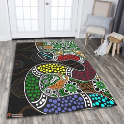 Australia Rainbow Serpent Aboriginal Area Rug - Dreamtime Rainbow Serpent Contemporary Area Rug