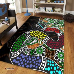 Australia Rainbow Serpent Aboriginal Area Rug - Dreamtime Rainbow Serpent Contemporary Area Rug