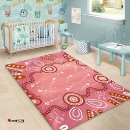 Australia Aboriginal Area Rug - Pink Aboriginal Dot Art Background Area Rug