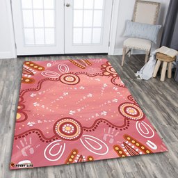 Australia Aboriginal Area Rug - Pink Aboriginal Dot Art Background Area Rug