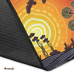 Australia Aboriginal Inspired Area Rug - Tree On The Hill, Aboriginal Style Of Background Depicting Nature