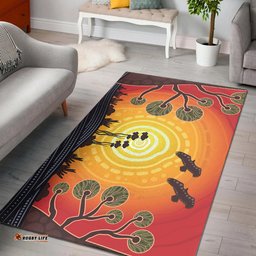 Australia Aboriginal Inspired Area Rug - Tree On The Hill, Aboriginal Style Of Background Depicting Nature