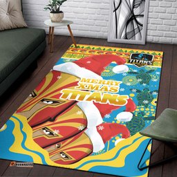 Gold Coast Titans Christmas Area Rug - Custom Merry Titans Christmas Indigenous Rug