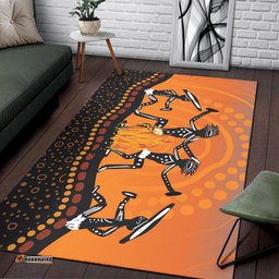 Australia Aboriginal Inspired Area Rug - People dancing around the campfire Aboriginal Inspired art