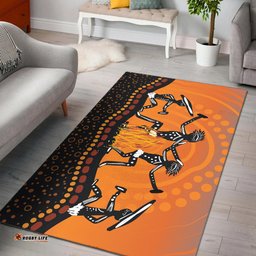 Australia Aboriginal Inspired Area Rug - People dancing around the campfire Aboriginal Inspired art