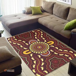 Australia Aboriginal Inspired Area Rug - Aboriginal Style Of Concentration Art