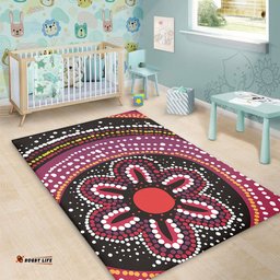 Australia Dot Painting Inspired Aboriginal Area Rug - Aboriginal Color Dot Inspired Area Rug
