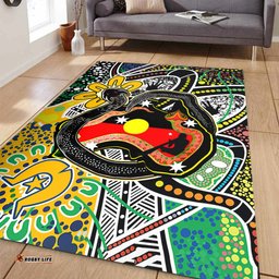 Australia Rainbow Serpent Aboriginal Area Rug - Dreamtime Rainbow Serpent Creates Australia Area Rug