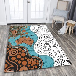 Australia Aboriginal Custom Area Rug - Aussie Indigenous Hunting Season With Kangaroo Dot Art Area Rug