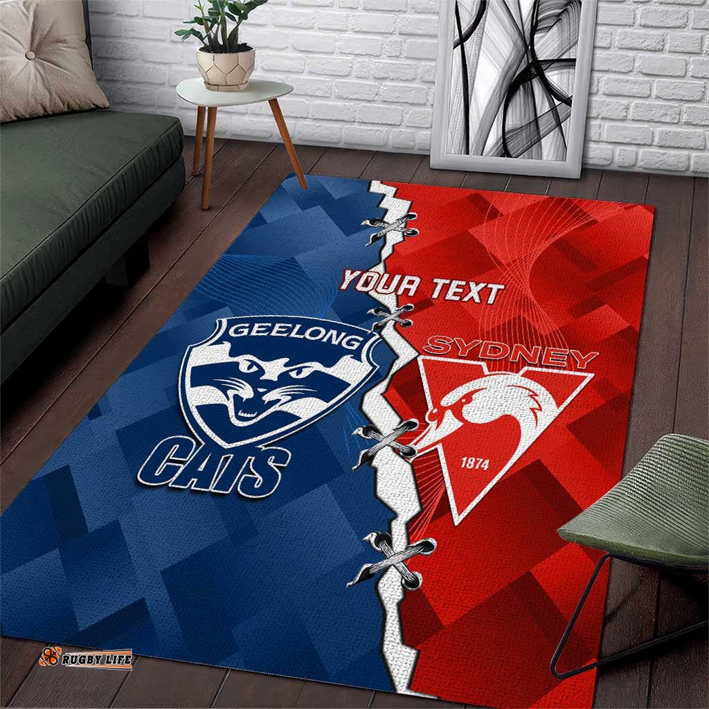 Custom Swans And Cats Football Area Rug 2024 Together Dynamic Version