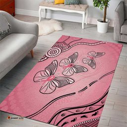 Pink Aboriginal Butterfly Ribbon Cancer Area Rug