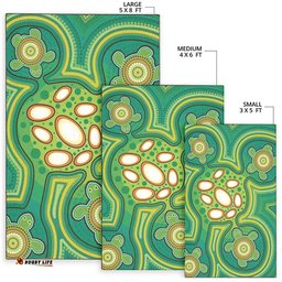 Australia Aboriginal Inspired Area Rug - Aboriginal Dot Art Vector Painting With Turtle