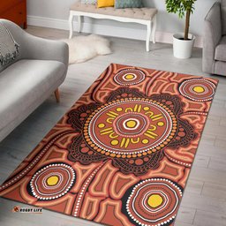 Australia Aboriginal Inspired Area Rug - Aboriginal Circle Pattern Style