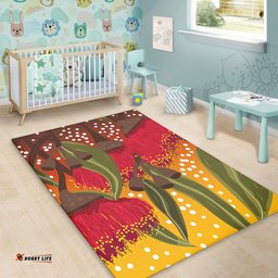 Australia Aboriginal Area Rug - Red Eucalyptus Aboriginal Dot Art Area Rug