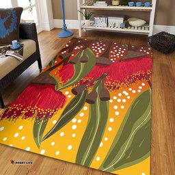 Australia Aboriginal Area Rug - Red Eucalyptus Aboriginal Dot Art Area Rug