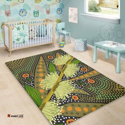 Australia Flowers Aboriginal Area Rug - Aboriginal Dot Art Of Australian Native Flower Hakea Sericea Area Rug