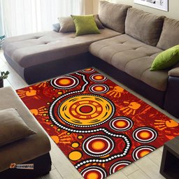 Australia Aboriginal Inspired Area Rug - Aboriginal Inspired dot art conection concept with handprints