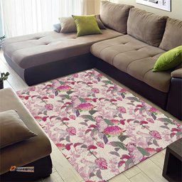 Pink Cockatoo Australia Area Rug Tropical Flowers Seamless Pattern