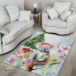 Australia Christmas Area Rug Koala Santa With Eucalyptus Watercolor