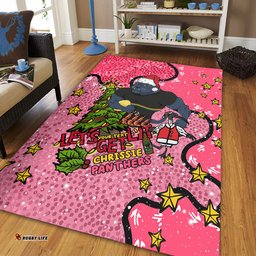 Penrith Panthers Christmas Custom Area Rug - Let's Get Lit Chrisse Pressie Pink Area Rug