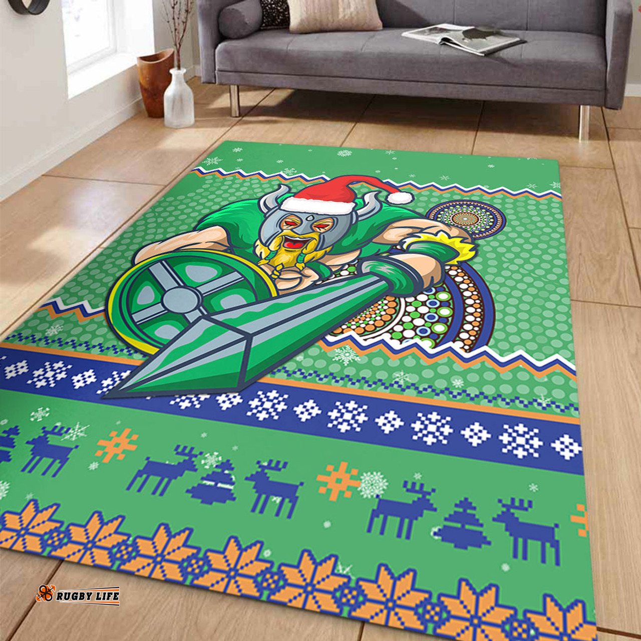 Canberra Raiders Area Rug - Australia Ugly Xmas With Aboriginal Patterns For Die Hard Fans