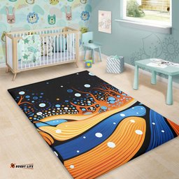 Australia Dreaming Aboriginal Area Rug - Aboriginal Art Indigenous Dot Painting Inspired Area Rug