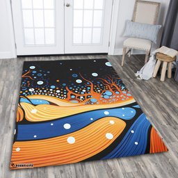 Australia Dreaming Aboriginal Area Rug - Aboriginal Art Indigenous Dot Painting Inspired Area Rug