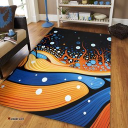 Australia Dreaming Aboriginal Area Rug - Aboriginal Art Indigenous Dot Painting Inspired Area Rug
