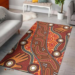 Australia Aboriginal Inspired Area Rug - Australian Aboriginal Art Dot Art Orange