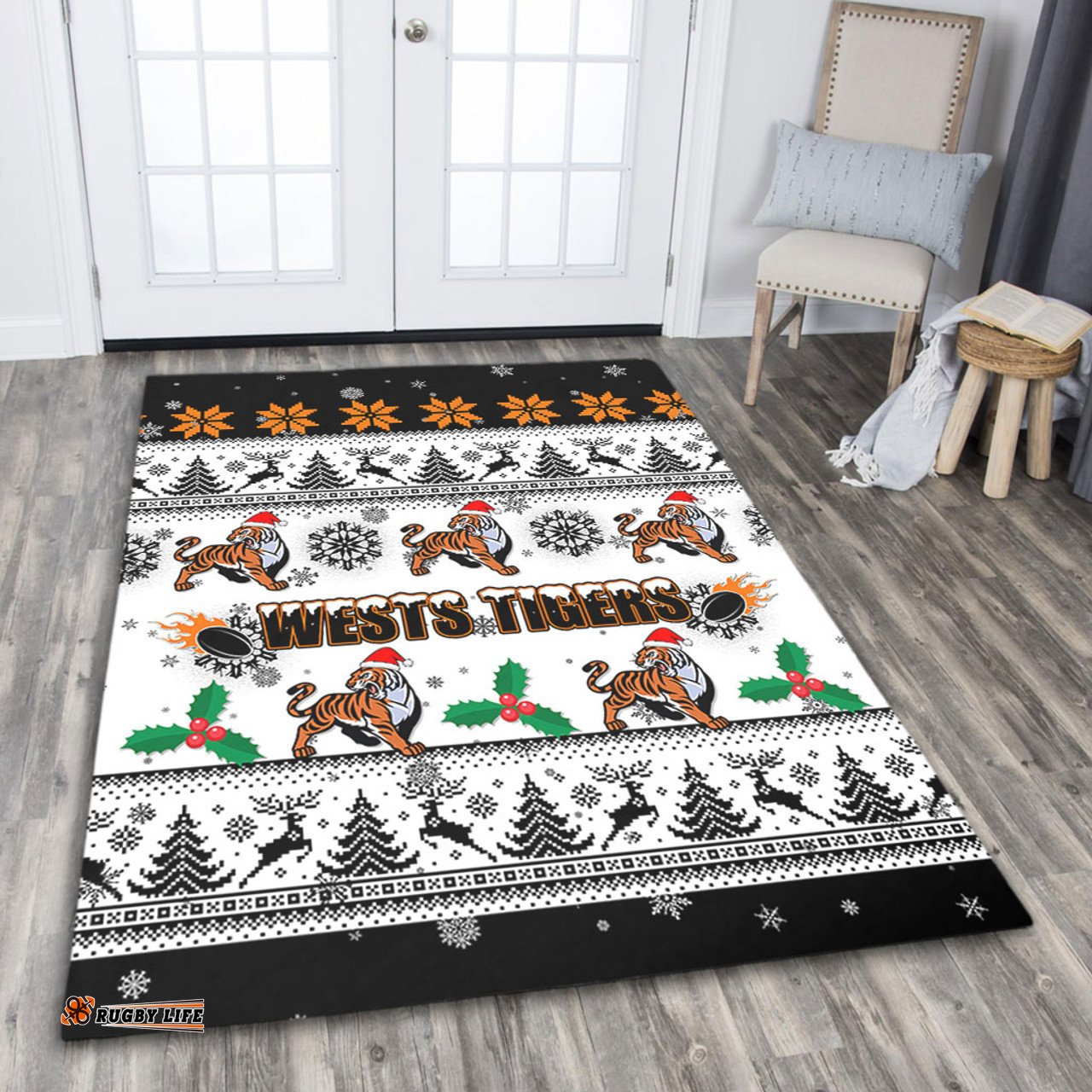 Wests Tigers Christmas Area Rug - Wests Tigers Special Ugly Christmas Area Rug