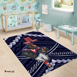 Custom Roosters Rugby Polynesian Tribal Area Rug