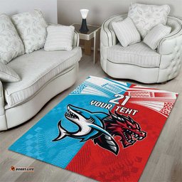 Custom Sharks Dragons Rugby Area Rug With Sporty Style