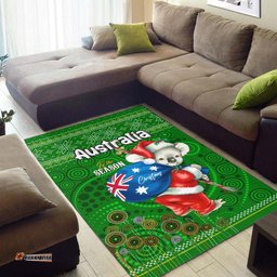 Aboriginal Christmas Area Rug - Custom Australia Koala Ugly Christmas with Aboriginal Inspired Green Rug