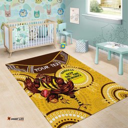 Custom AFL Hawkthorn NAIDOC Week Area Rug Keep The Fire Burning Indigenous Art