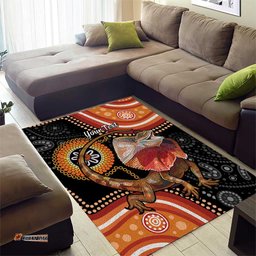 Personalised Australia Frilled Lizard Area Rug Aboriginal Art