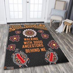 Australia Aboriginal Area Rug - Walking with 3000 Ancestors Behind Me Black and Orange Patterns Area Rug