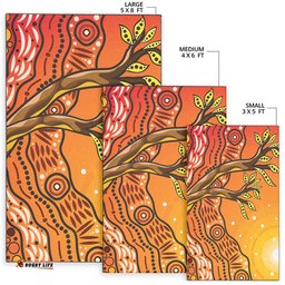 Australia Aboriginal Inspired Area Rug - Aboriginal Style Of Background Depicting Nature Tree On The Hill