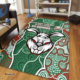 South Sydney Rabbitohs Grand Final Custom Area Rug - Custom Rabbitohs With Contemporary Style Of Aboriginal Painting Area Rug