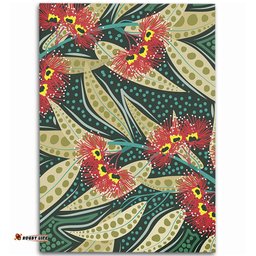 Australia Flowers Aboriginal Area Rug - Aboriginal Dot Art of Australian Native Eucalyptus Plant Area Rug