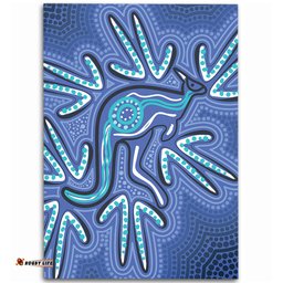 Australia Aboriginal Area Rug - Blue Aboriginal Style Of Dot Kangaroo Artwork  Area Rug