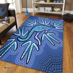 Australia Aboriginal Area Rug - Blue Aboriginal Style Of Dot Kangaroo Artwork  Area Rug